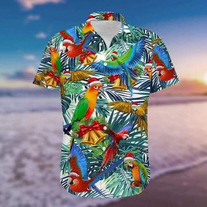 Beautiful Parrot In Santa Hat Christmas So Cute Design Hawaiian Shirt
