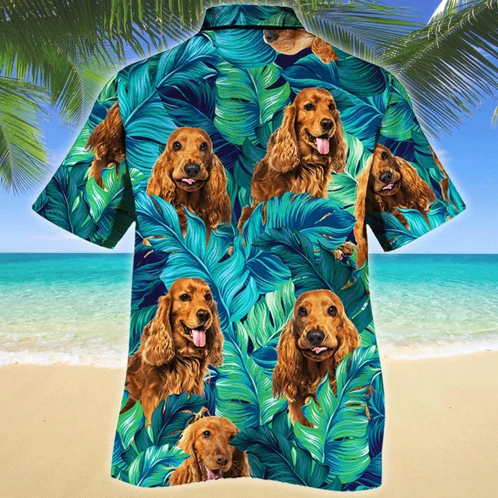 English Cocker Spaniel Dog Lovers Gift Ideal Tropical Leaves Hawaiian Shirt
