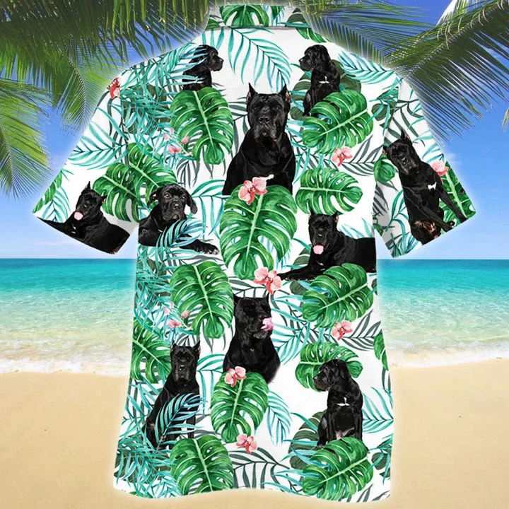 Awesome Black Cane Corso Dog Tropical Plant Hawaiian Shirt