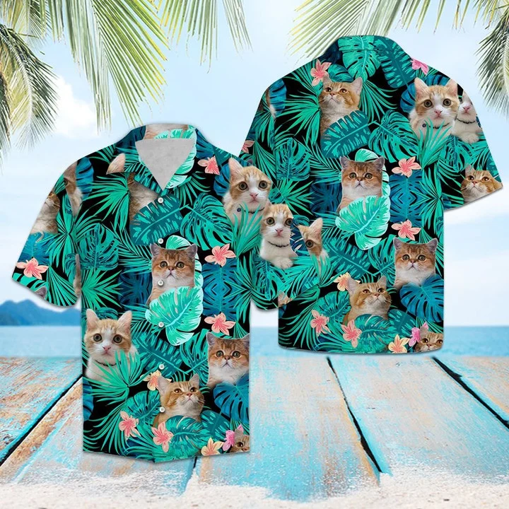 Cute Baby Munchkin Palm Leaves Summer Vacation Themed Hawaiian Shirt
