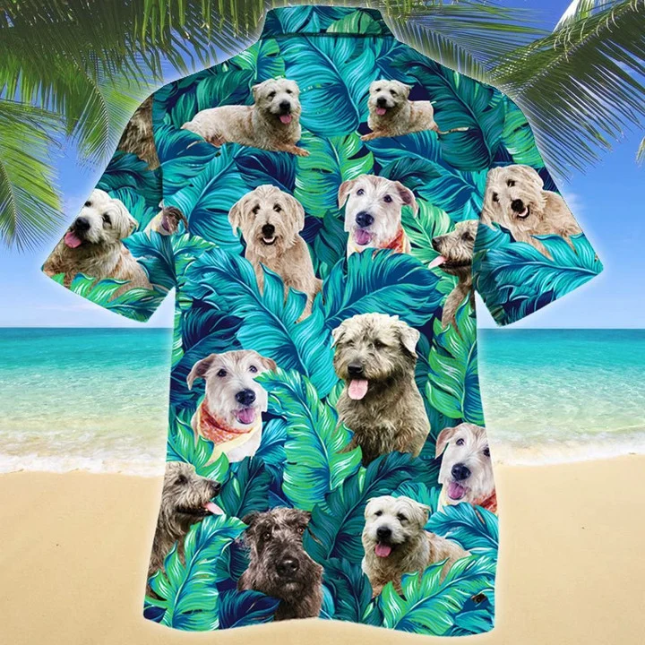 Glen Of Imaal Terrier Dog Lovers Blue And Green Leave Hawaiian Shirt