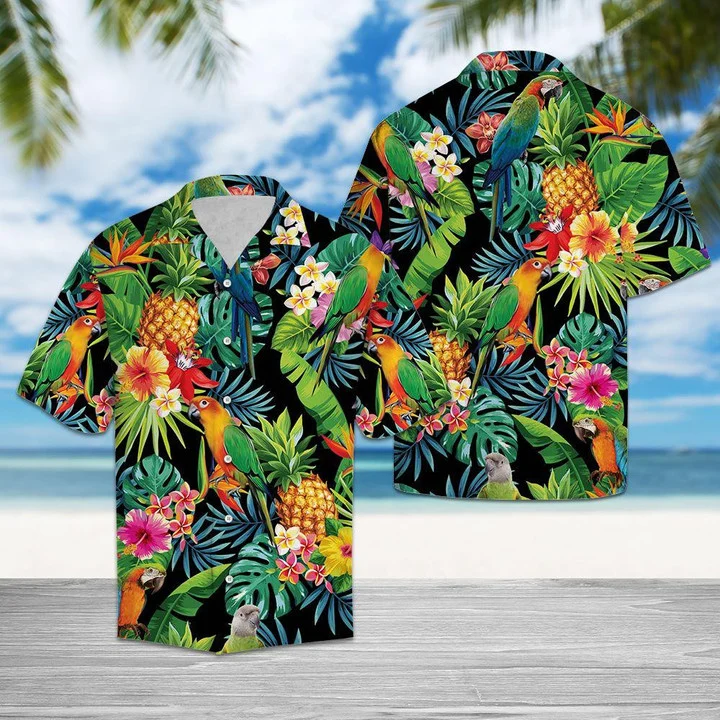 Parrot Bird Species Pineapple Design Hawaiian Shirt