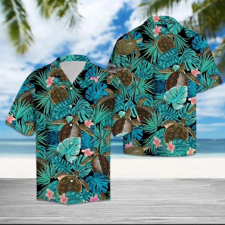 Summer Turtle Tropical Jungle Hawaiian Shirt/ Summer aloha hawaii shirt for Men women