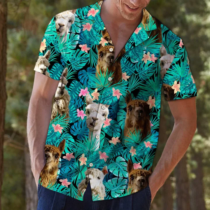 Animal Species Llama Tropical Jungle Hawaiian Shirt