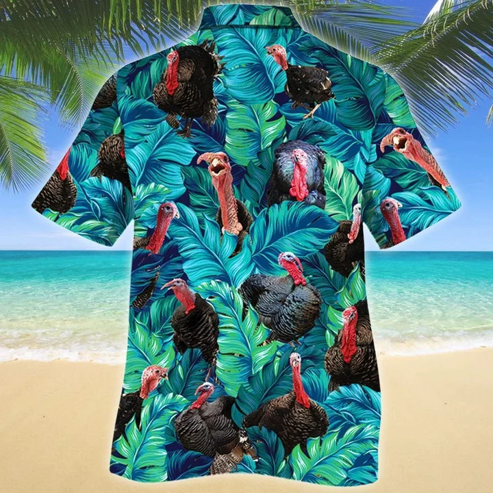 Turkey In Tropical Forest Lovers Gift Hawaiian Shirt/ Short Sleeve Hawaiian Aloha Shirt