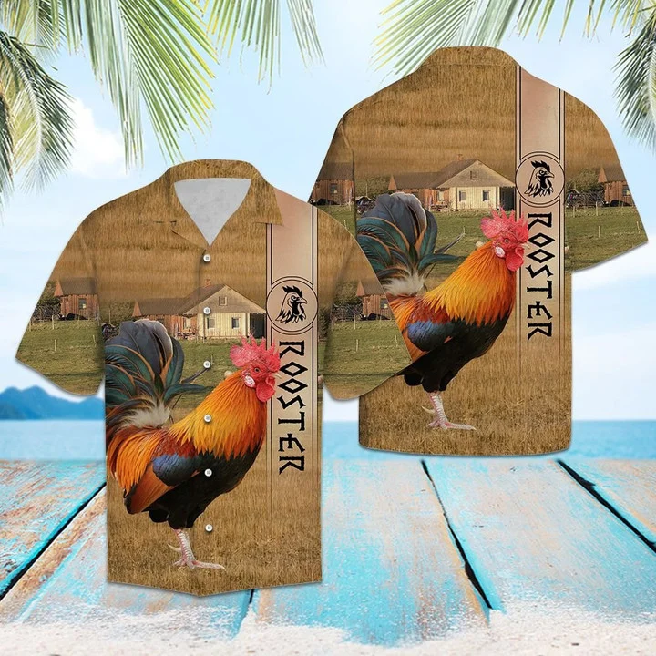 The Beauty Of Rooster In Meadow Hawaiian Shirt