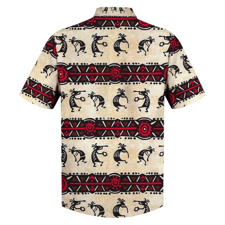 Native American Tribal Design Black And Red Pattern Hawaiian Shirt