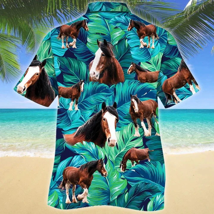 Amazing Gift For Clydesdale Horse Lovers Summer Beach Palm Tree Hawaiian Shirt