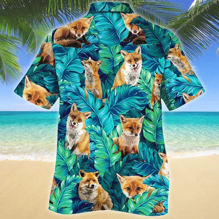 Amazing Leaves Jungle Gift For Fox Lovers Hawaiian Shirt/ Summer Hawaii Shirt Family Shirt