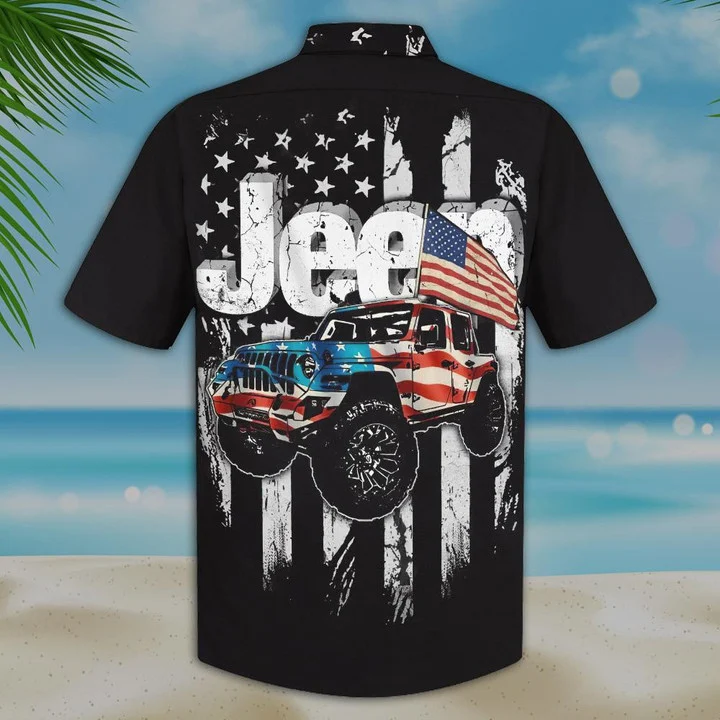 Black Theme Jee And Flag Unique Hawaiian Shirt/ Racing car Hawaiian Shirt/ Beach Summer Hawaii Shirt Family Shirt