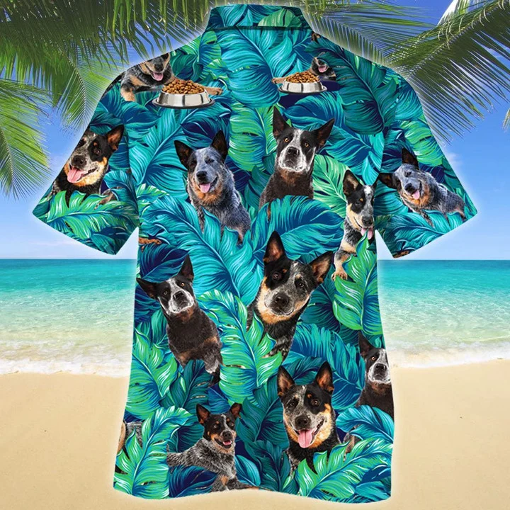 Alluring Gift For Australian Cattle Dog Lovers Summer Beach Palm Tree Pattern Hawaiian Shirt