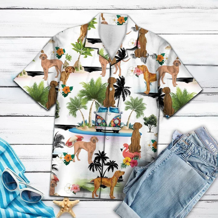 Happy Vizsla Dog Group Enjoy The Vacation Hawaiian Shirt