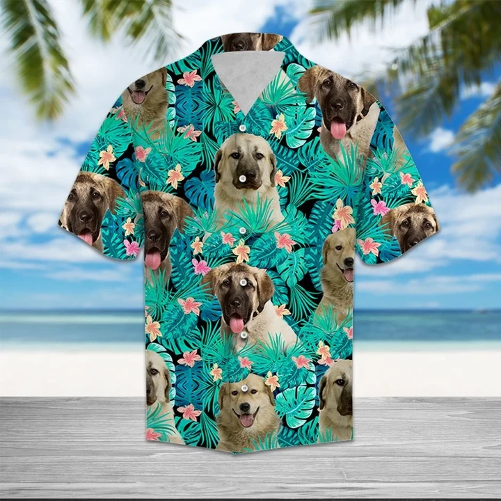 Anatolian Shepherd Dog Among Tropical Flowers And Leaves Design Hawaiian Shirt