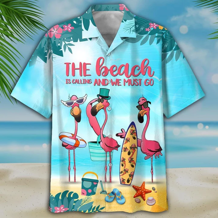 Flamingo tropical aloha shirt for men/ Flamingo Hawaiian Shirt