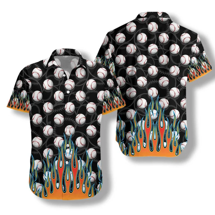 The Passion Of Sport Flame Baseballs Design Hawaiian Shirt