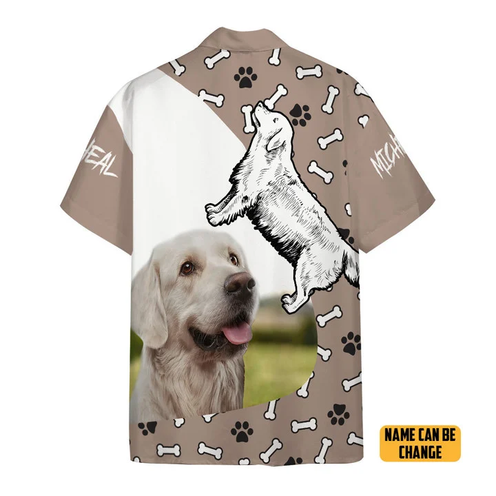 3D Golden Retriever Dog Hawaii Custom Text Hawaiian Shirt