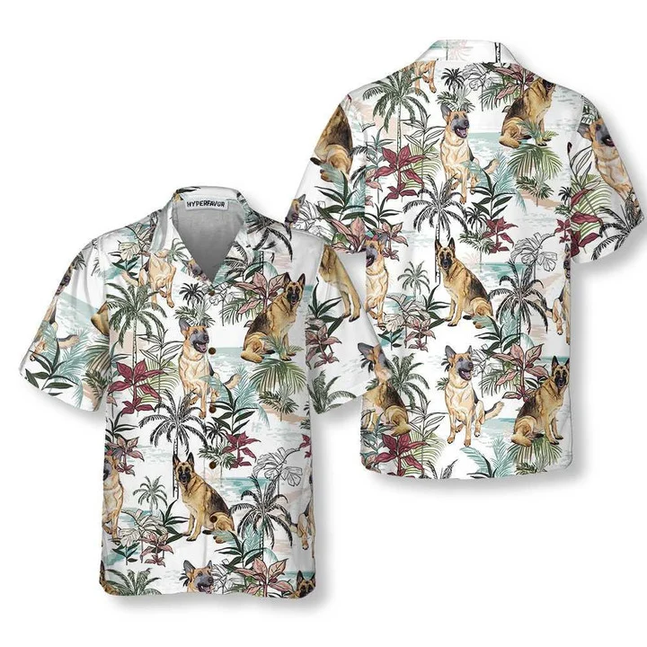 German Sheperd Summer Tropical Pattern Hawaiian Shirt
