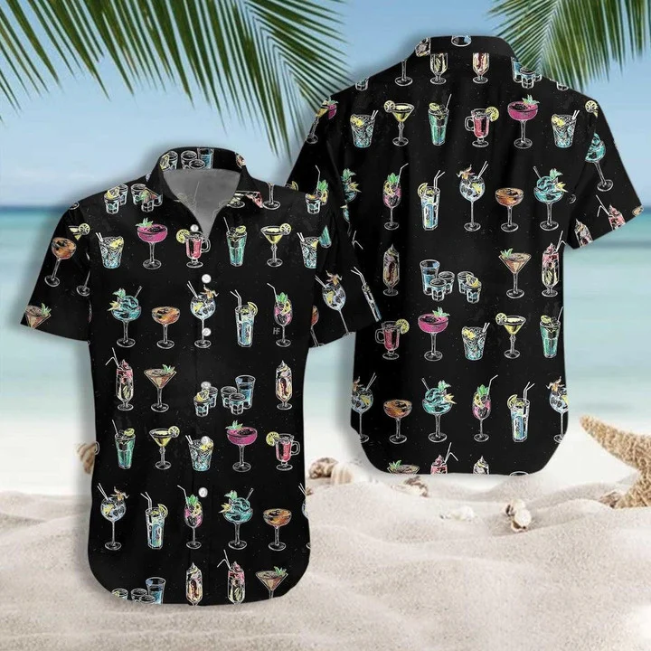 Cocktail For You Gift For Bartender Black Background Hawaiian Shirt