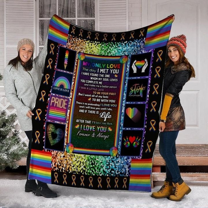 Pride Blanket My Only Love The Day I Met You Lgbt Rainbow Sherpa Fleece Blanket