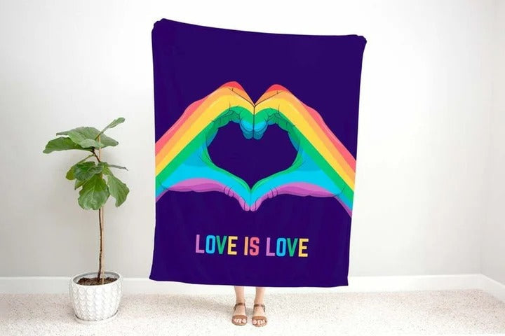 Love Is Love Pride LGBT Sherpa Fleece Blanket/ Pride Blanket