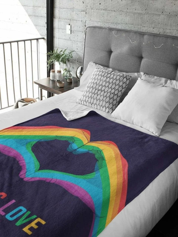 Love Is Love Pride LGBT Sherpa Fleece Blanket/ Pride Blanket