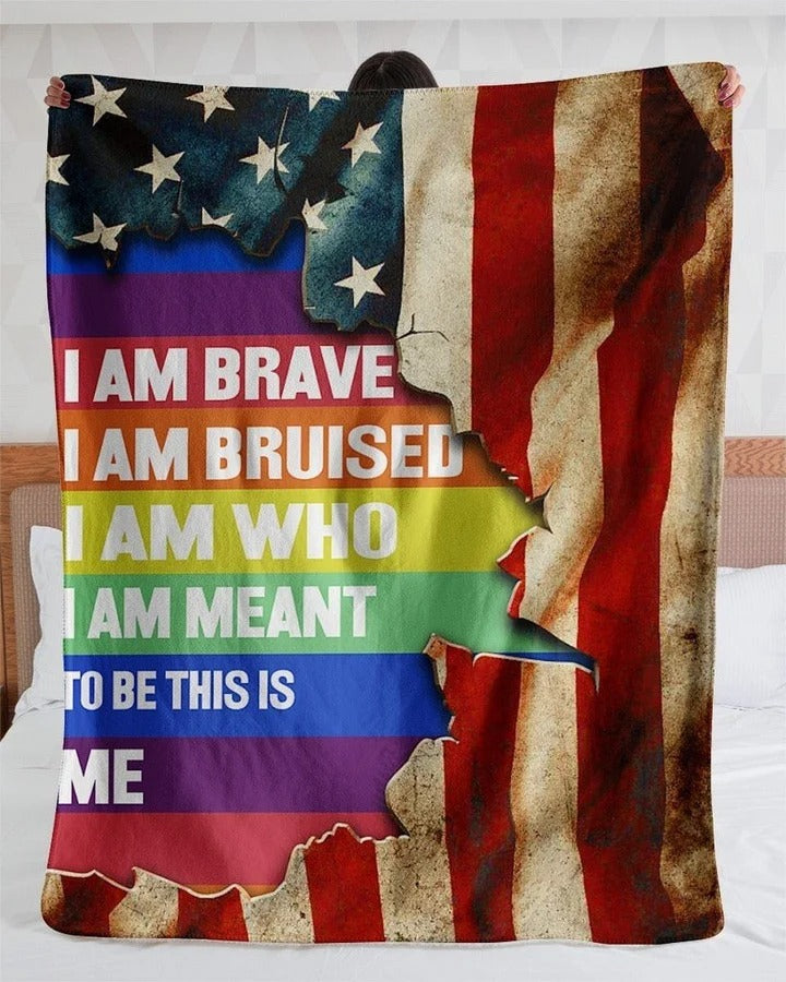 I''m Who I''m Meant To Be Lgbt Pride Sherpa Fleece Blanket/ Pride Blanket For Couple Gay Man