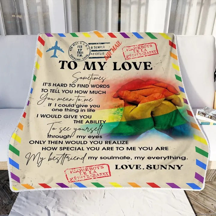 Personalized To My Gay Friend Blanket/ Hand In Hand Blanket For Lgbt/ Gift For Gay Friend/ Gayer Blankets