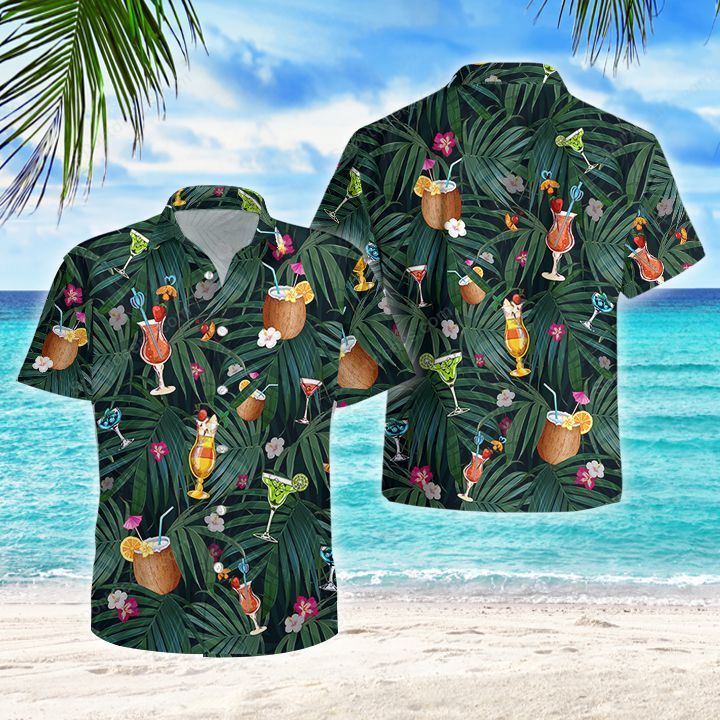 Wine - Cocktails Hawaiian Shirt/ Summer gift/ Hawaiian Shirts for Men/ Aloha Beach Shirt