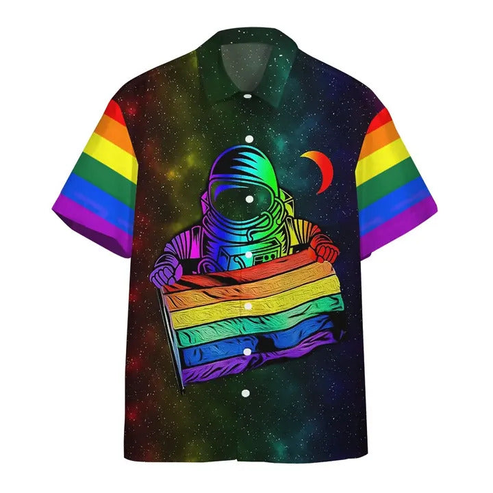 LGBT Hawaiian Shirt/ Astronaut LGBT Rainbow Flag Galaxy Hawaii Aloha Shirt