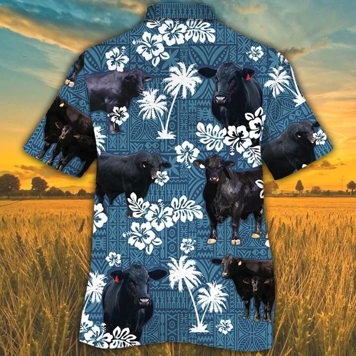 Brangus Cattle Lovers Blue Tribal Pattern Hawaiian Shirt/ Hawaiian shirts for men/ Women