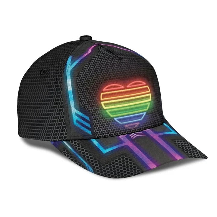 Rainbow Heart Proud Lgbt Baseball Cap/ 3D All Over Printing Cap Hat For Gay Couple/ Lesbian Accessories