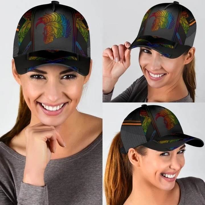 Pride Cap For Lesbian/ Gaymer Gifts/ Skull Warrior Rainbow Lgbt Printing Baseball Cap Hat