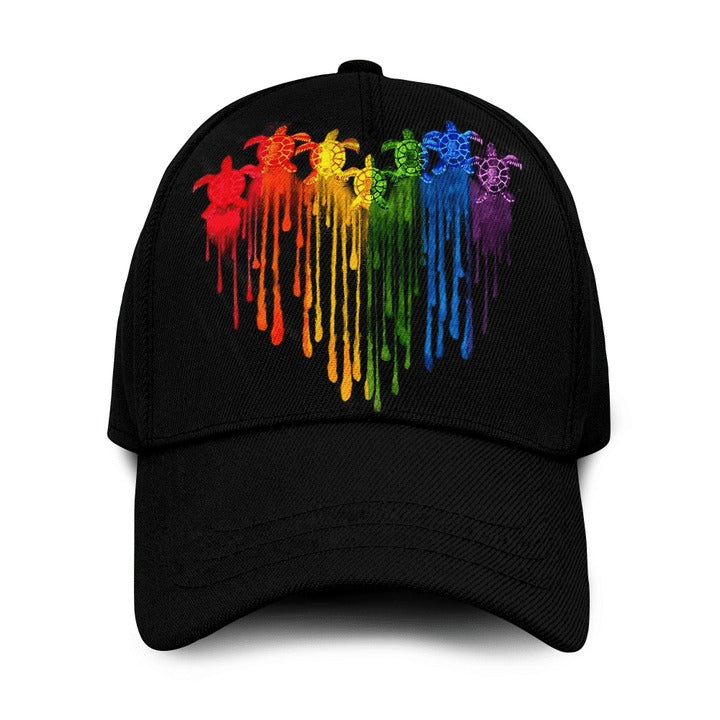 Lgbt 3D Baseball Cap For Pride Month/ Turtle And Proud Rainbow Colors Classic Cap Hat