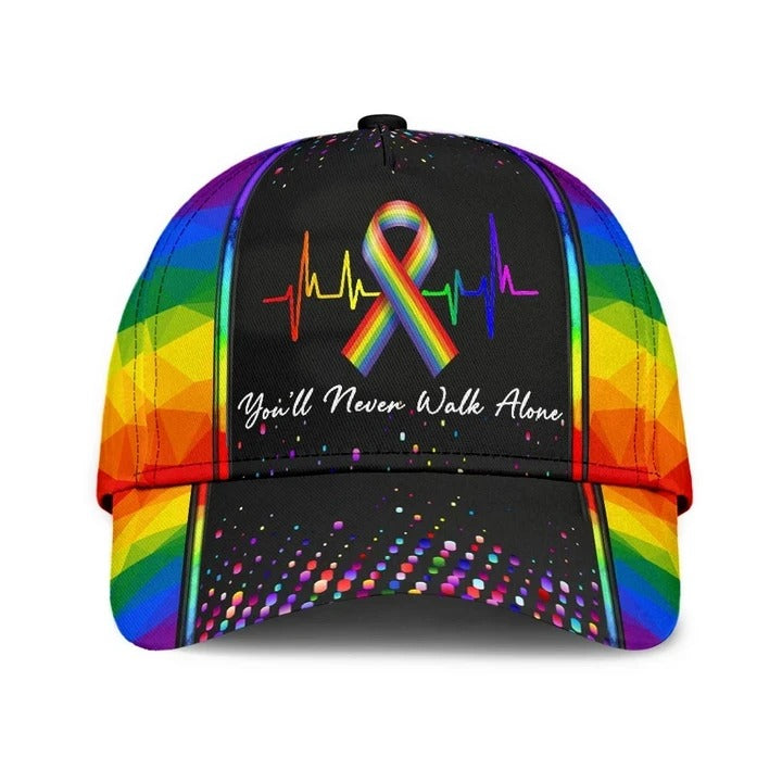 Pride Cap For Gay Friend/ Gift For Lesbian Friends/ Lgbt Printing Baseball Cap Hat You''ll Never Walk Alone