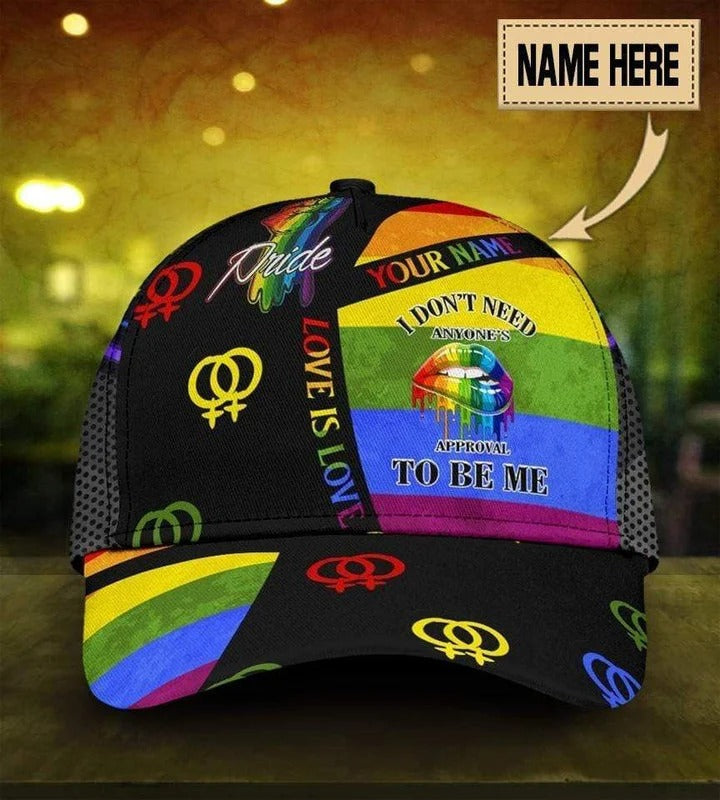Personalized With Name Lgbtq Cap/ I Don''t Need Anyone''s Approval Lgbt Printing Baseball Cap Hat