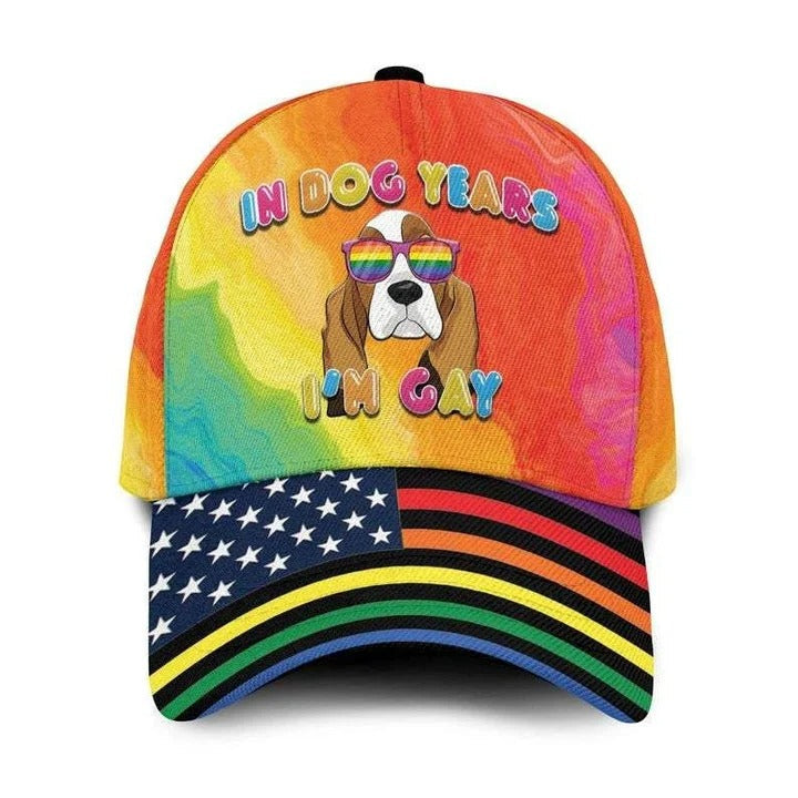 Pride Rainbow Colors Baseball Cap/ Beagle In Dog Years I''m Gay LGBT 3D Print Baseball Cap Hat