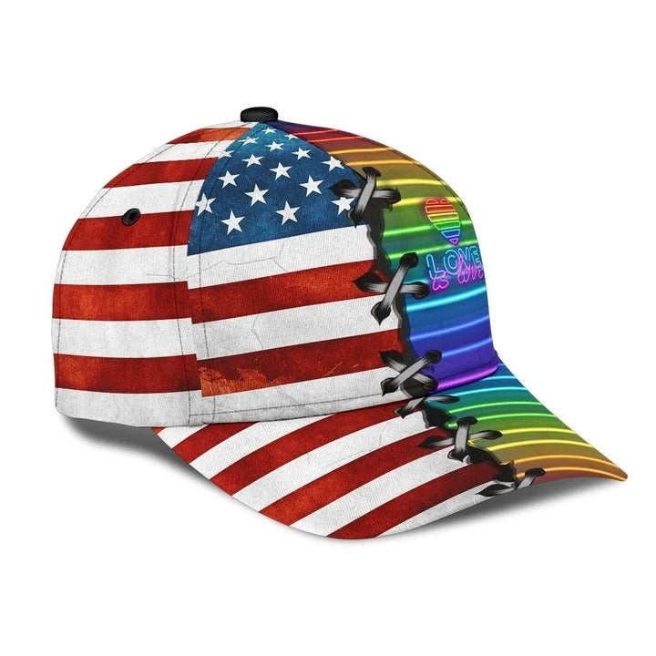 Pride Cap For Gay/ Lgbt Love Is Love Us Flag Background Printing Baseball Cap Hat/ Lgbt Baseball Cap