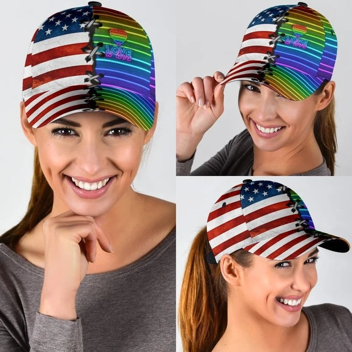 Lesbian Baseball Cap/ Love Is Never Wrong Lgbt Printing 3D Baseball Cap Hat/ Gift For Couple Lesbian