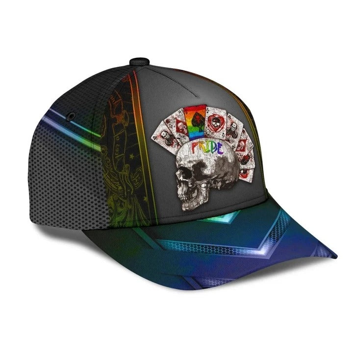 Baseball Cap For Gaymer/ Pride Skull And Cards Lgbt 3D Printing Baseball Cap Hat/ Pride Accessories