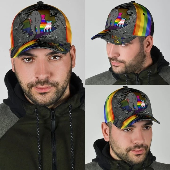 LGBT Baseball Cap All Over Printed/ Colorful Mama Bear Pride Classic Cap Hat/ Pride Month 2022 Gifts