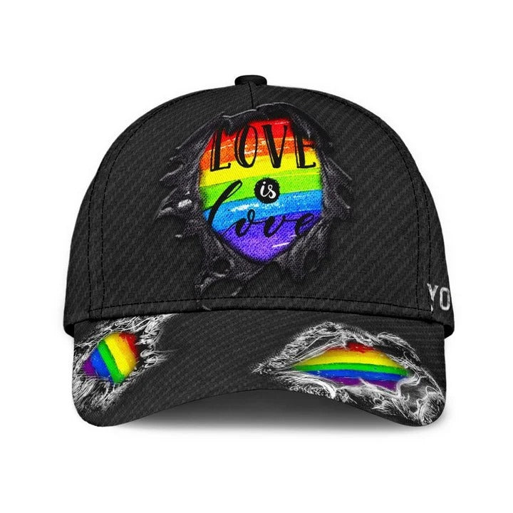 Personalized Pride 3D Baseball Cap/ Rainbow Love Is Love Lgbt All Over Printed Classic Cap Hat/ Lgbt Gifts