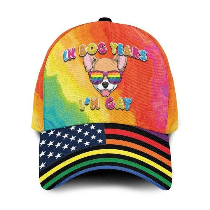 LGBT All Over Printing 3D Baseball Cap Hat In Dog Years I''m Gay/ Pride Accessories