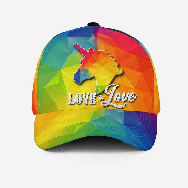 3D Pride Baseball Cap Abstract LGBT Unicorn Love Is Love Printing Baseball Cap Hat/ Pride Cap
