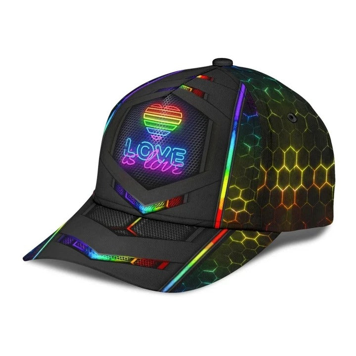 Gay Pride Baseball 3D Cap/ LGBT Neon Hexagon Printing Classic Cap Hat/ Lesbian Pride Accessories