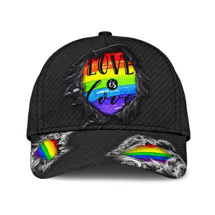 Pride Lesbian 3D Classic Cap/ Black Jean Background Love Is Love LGBT Printing Baseball Cap Hat