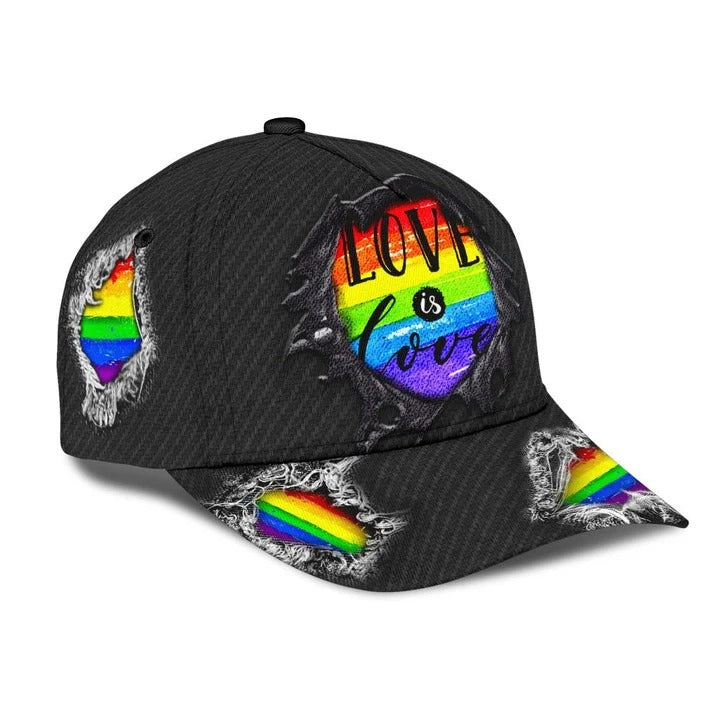 Pride Lesbian 3D Classic Cap/ Black Jean Background Love Is Love LGBT Printing Baseball Cap Hat