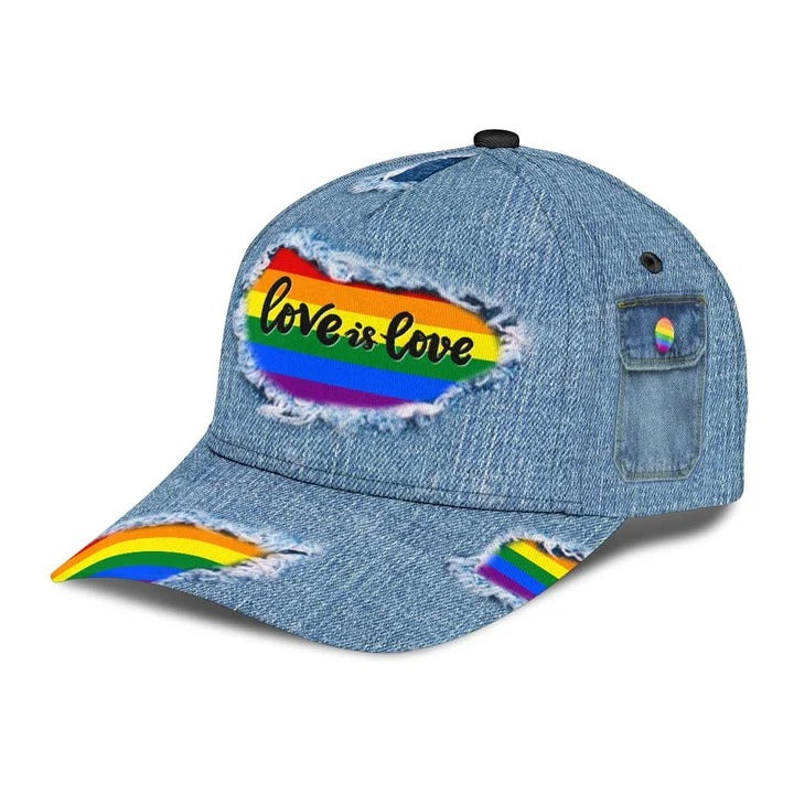 LGBT 3D All Over Printed Baseball Cap Hat Jean Pattern Love Is Love/ Classic Cap For Couple Lesbian Gaymer