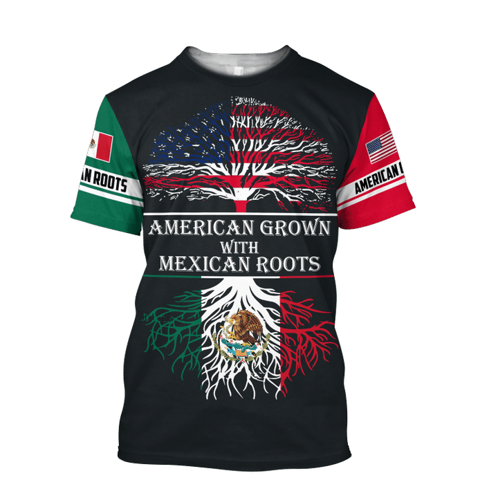American Grown With Mexican Roots 3D All Over Printed Shirts Unisex Mexico T Shirt