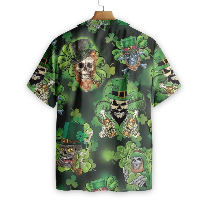 Shamrock Skull Hawaiian Shirt/ St Patricks Day/ Luck of the Irish/ Aloha Shirt/ Tropical Shirt/ Men