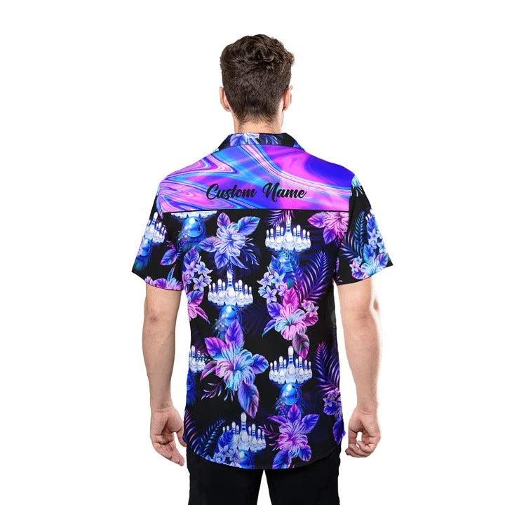 Holographic Tropical Ten Pin Bowling Custom Hawaiian Shirt/ Bowling Player Hawaii Shirts